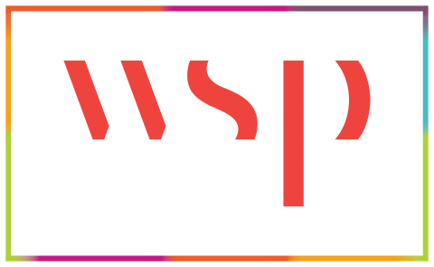 WSP logo with a red gradient border.